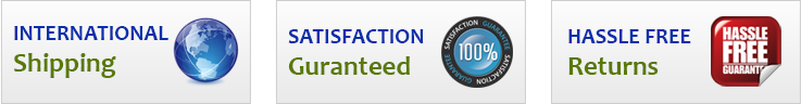 International Shipping, Satisfaction Guaranteed, Hassle Free Returns