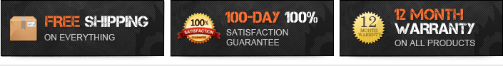 Free Shipping, 100 Day Satisfaction Guarantee, 12 Month Warranty
