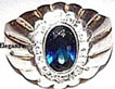 Mens Sterling Silver Sapphire CZ Ring